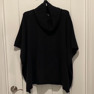 Ann Taylor Black Cowl-Neck Poncho